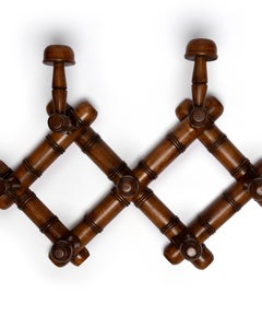 Coat Rack, 7 Hooks, Dark Mahogany Wood