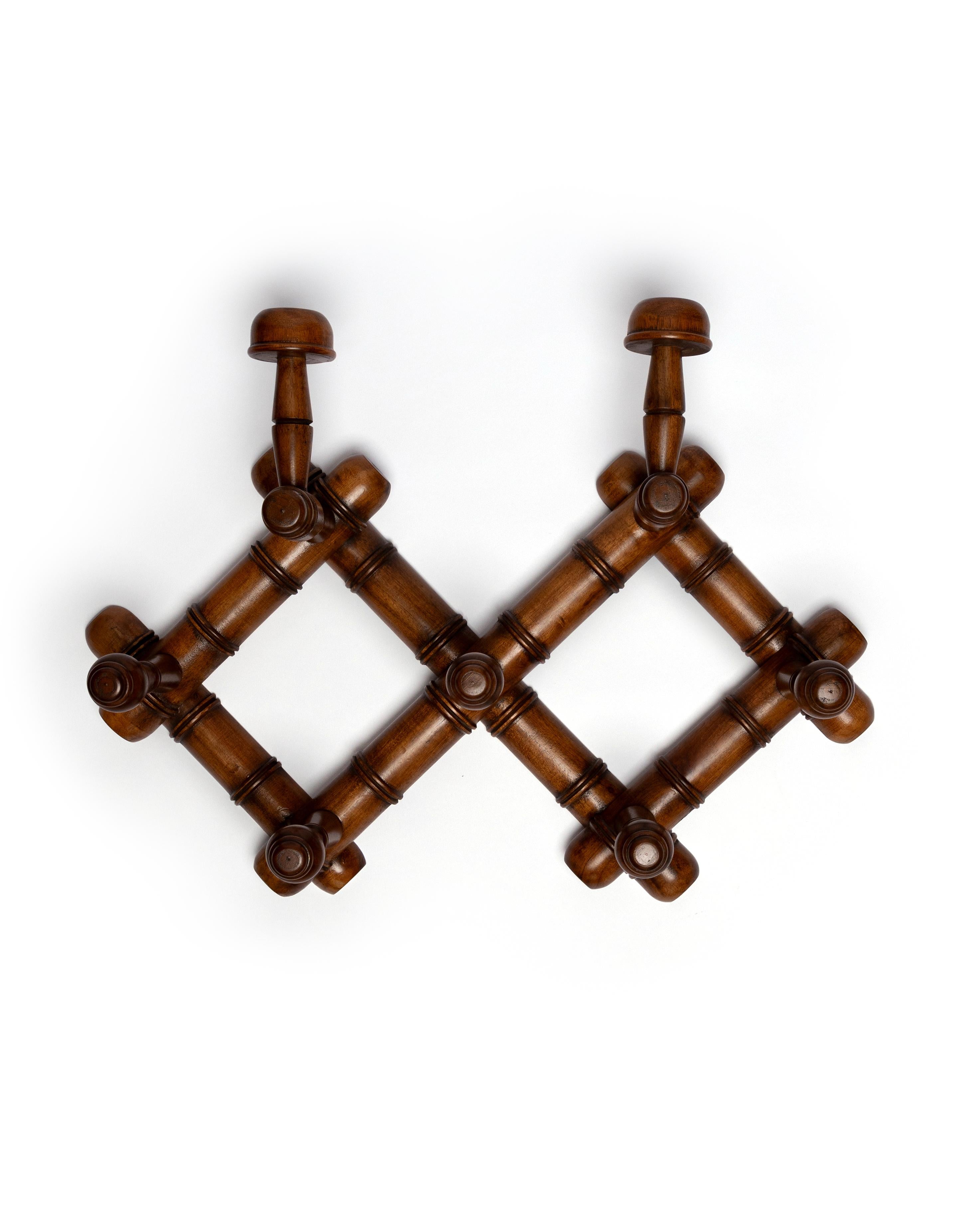 Coat Rack, 7 Hooks, Dark Mahogany Wood