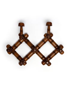 Coat Rack, 7 Hooks, Dark Mahogany Wood