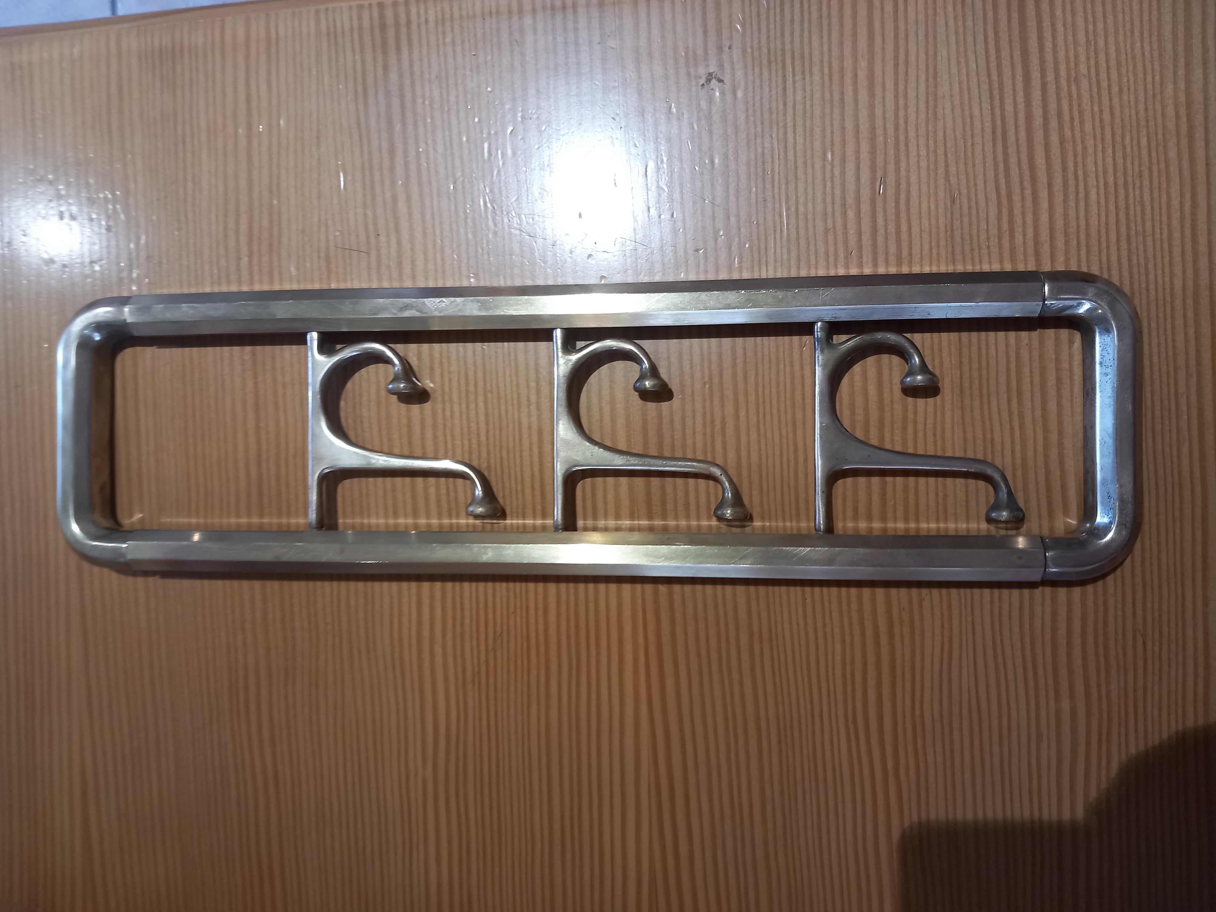 Coat Rack Art Deco Brass or Bronze with Three Folding Hooks, Austria, 1930s 11