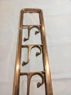 Coat Rack Art Deco Brass or Bronze with Three Folding Hooks, Austria, 1930s