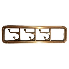 Coat Rack Art Deco Brass or Bronze with Three Folding Hooks, Austria, 1930s