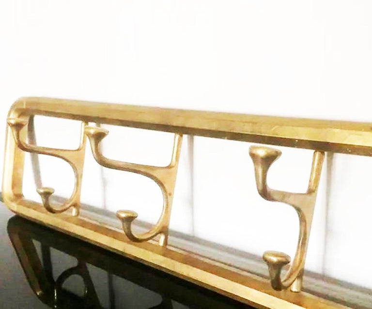 Coat Rack Art Deco Brass or Bronze With Three Folding Hooks ,France