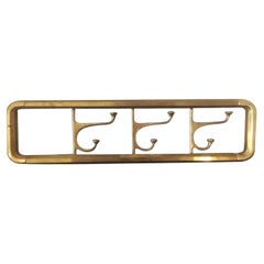 Coat Rack  Art Deco  Brass or Bronze With Three Folding Hooks , France 1930s