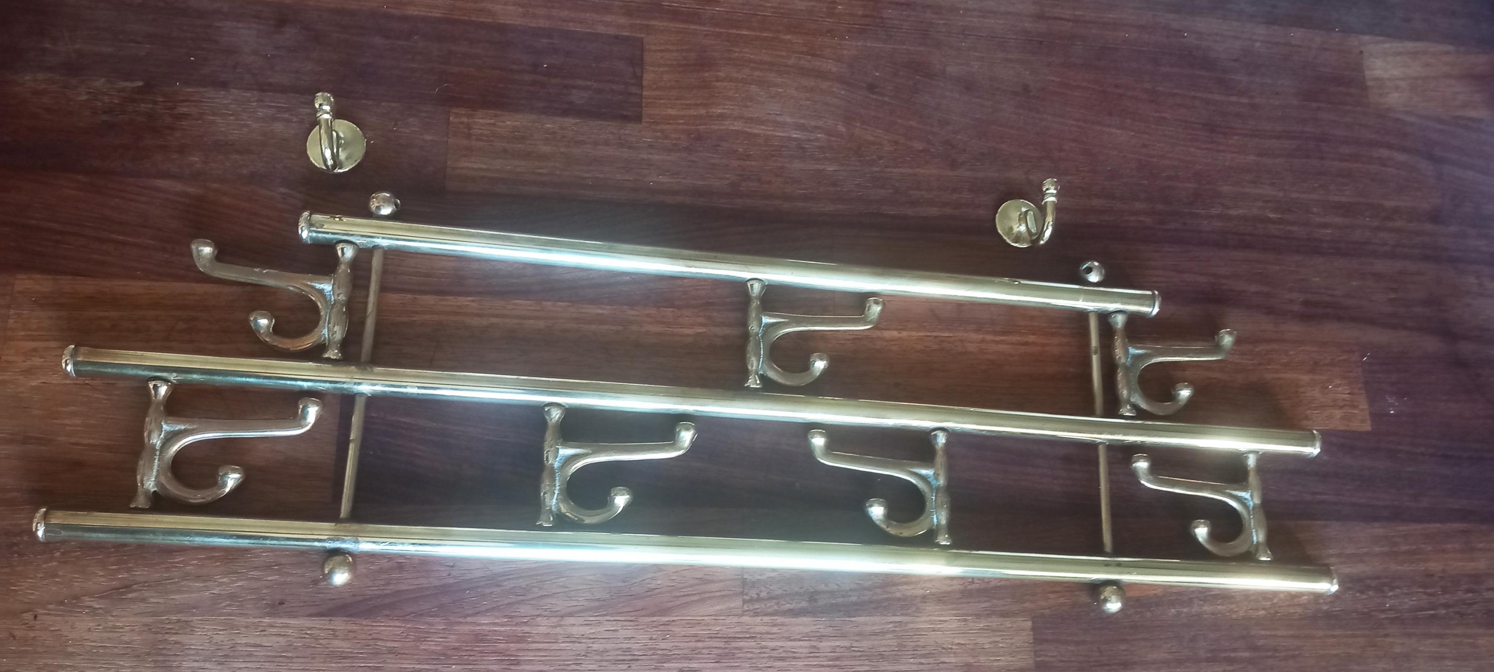 Coat Rack Brass With 7 Folding Hooks For Sale 3