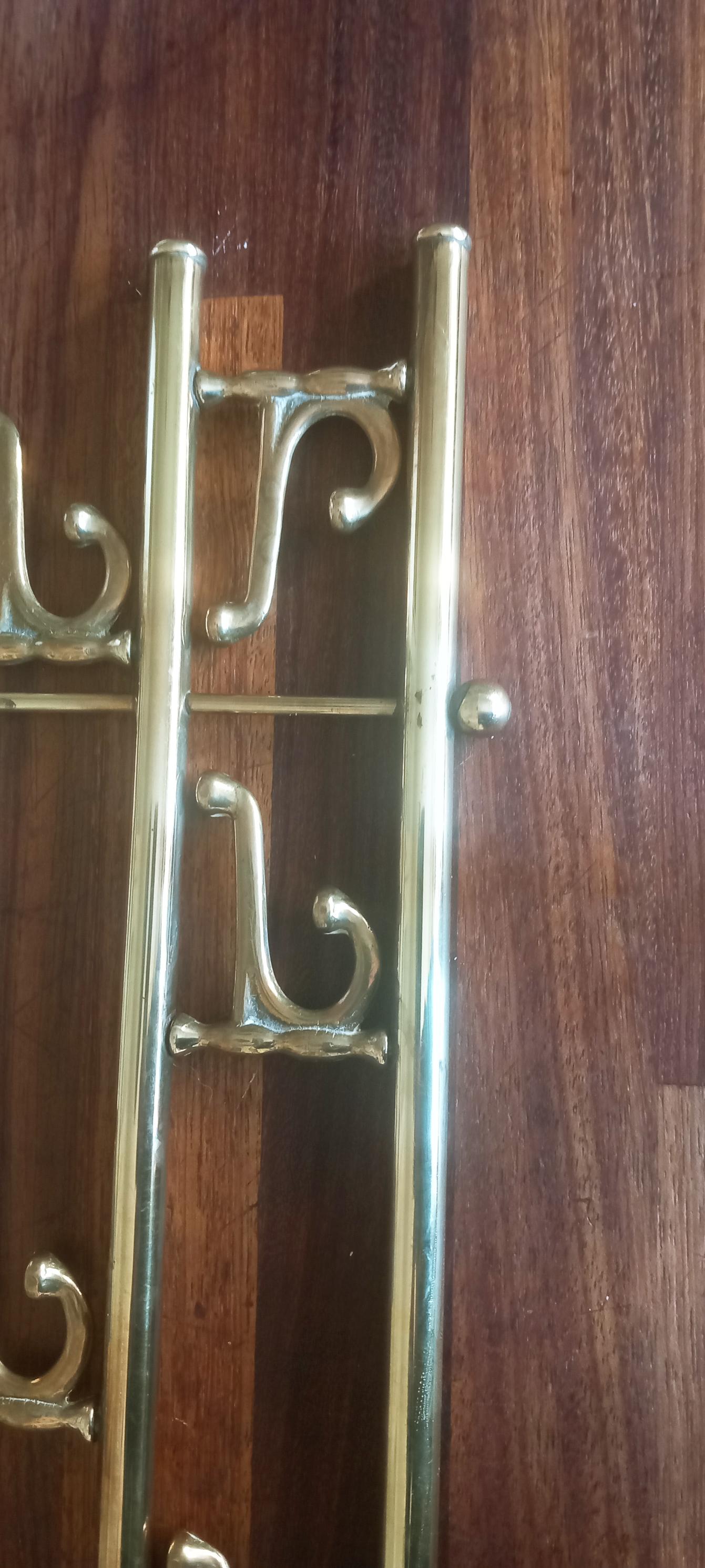 Austrian Coat Rack Brass With 7 Folding Hooks For Sale