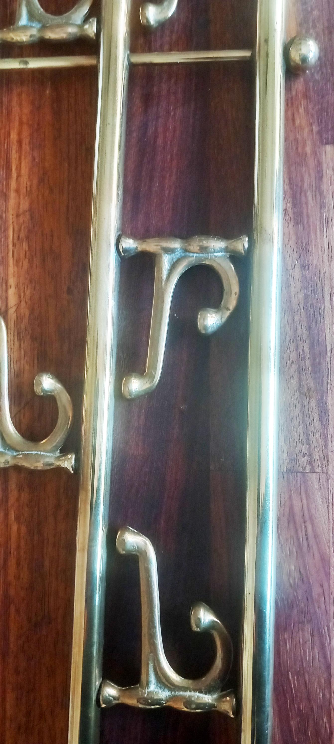 20th Century Coat Rack Brass With 7 Folding Hooks For Sale