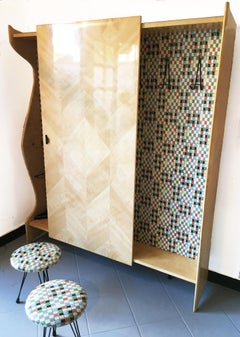 Coat Rack Cabinet with Mirror, Umbrella Stand, Applique and Magazine or Bag Rack