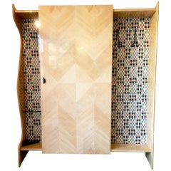Retro Coat Rack Cabinet with Mirror, Umbrella Stand, Applique and Magazine or Bag Rack