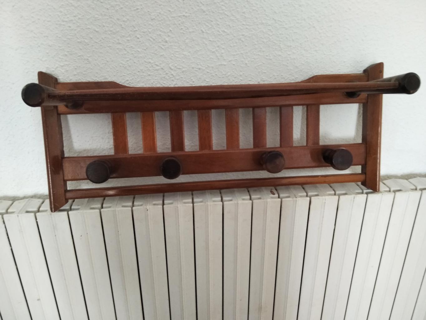 Arts and Crafts Coat Rack Mid 20th Century Wood, Italy 50s For Sale