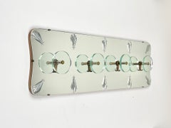 Coat Rack Hanger in Mirror, Brass and Glass by Cristal Art, Italy, 1950s
