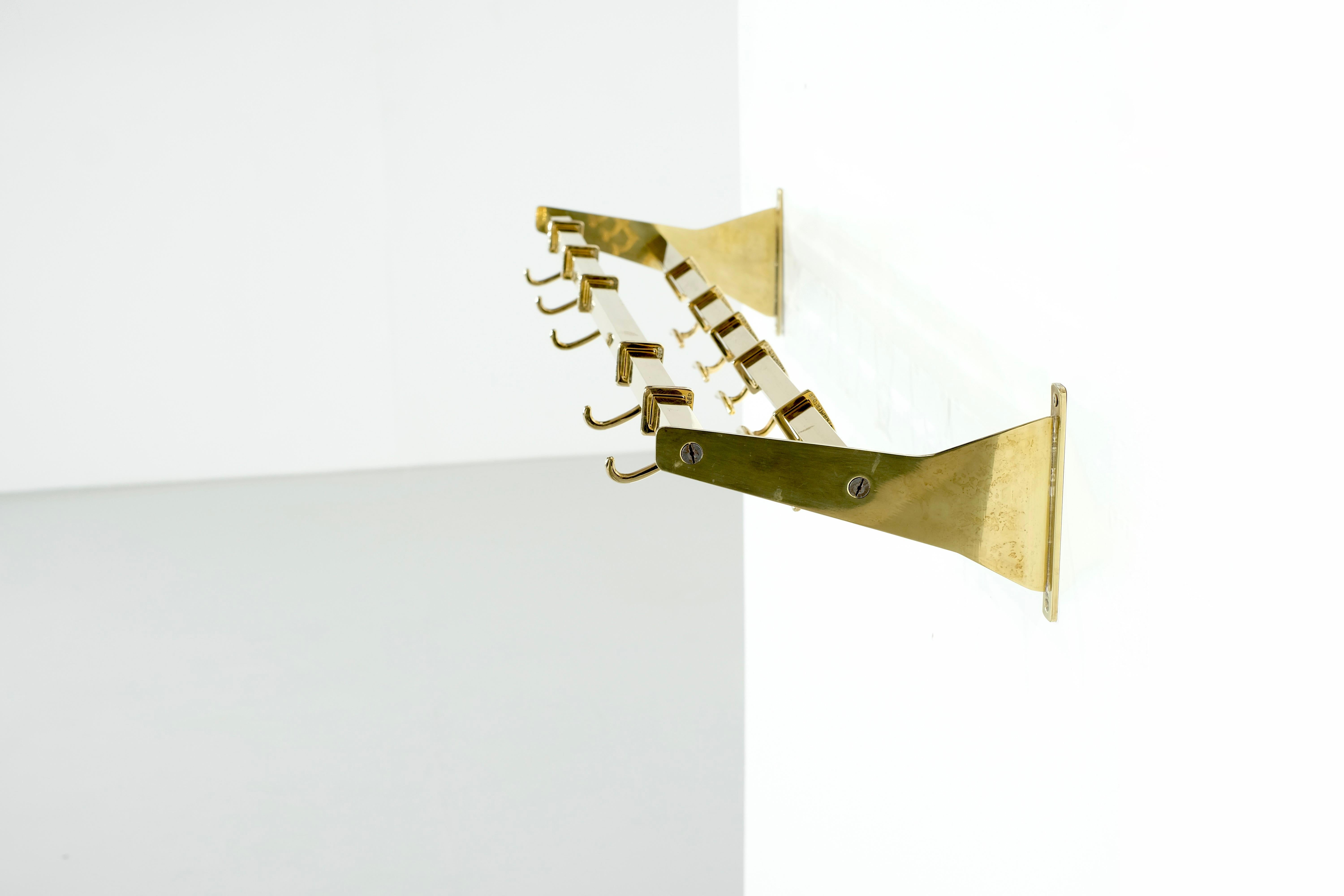 Mid-20th Century Coat Rack in complete Brass, Italy 1950s.