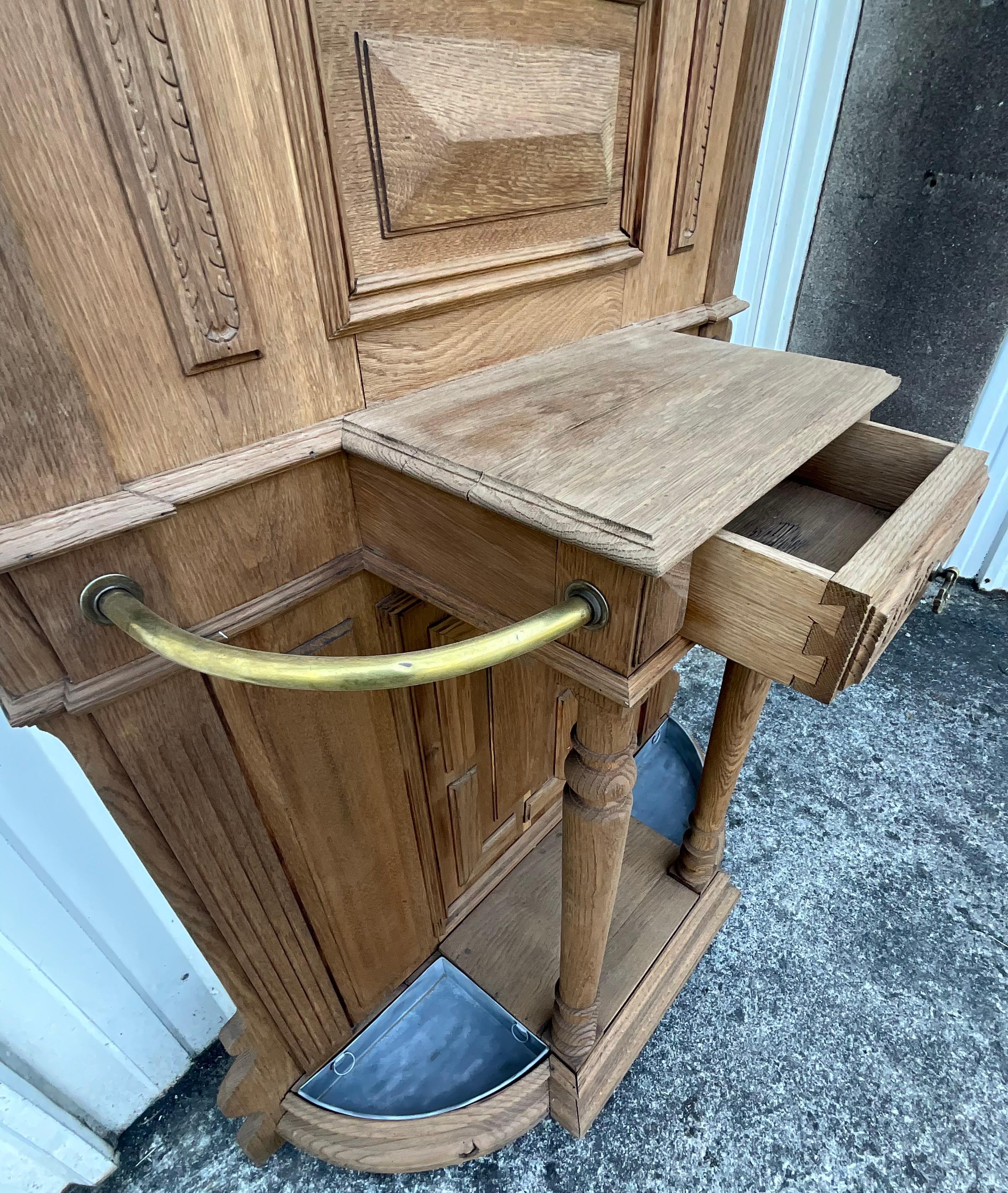 Coat Rack In Solid Oak Late 19th Louis Philippe Style 5