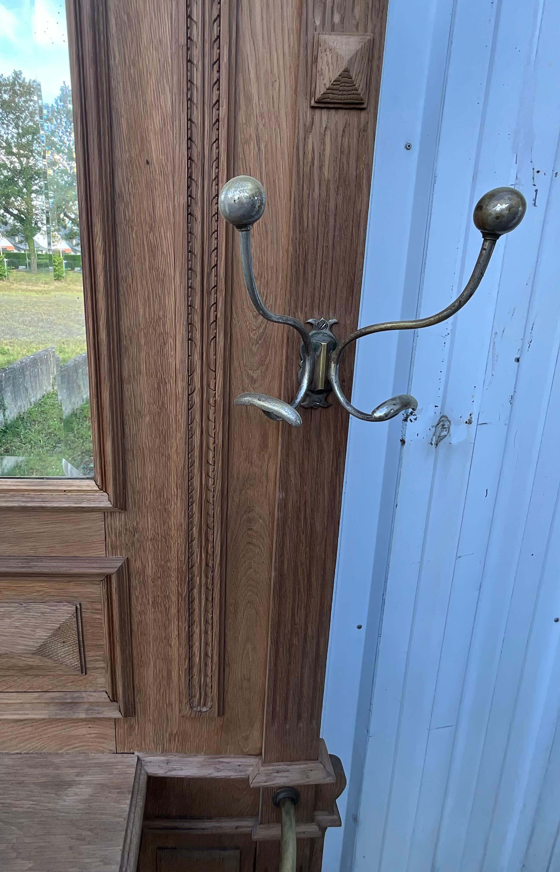 Coat Rack In Solid Oak Late 19th Louis Philippe Style 9