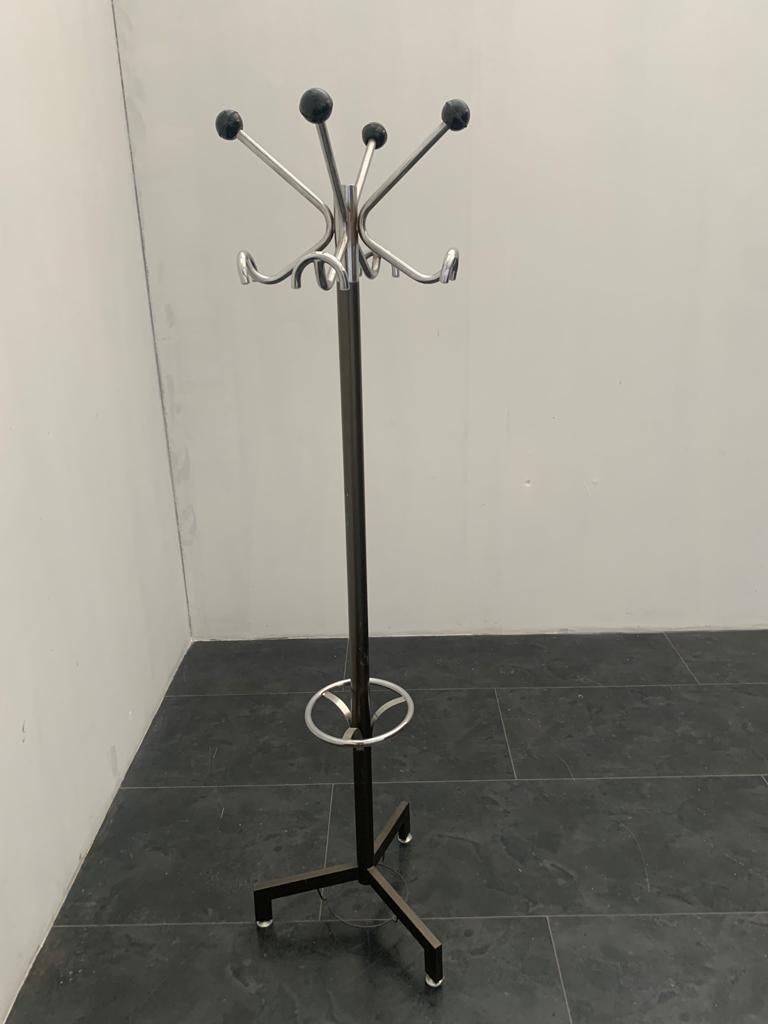 Late 20th Century Coat Rack in Steel and Anthracite Lacquer, 1970s For Sale