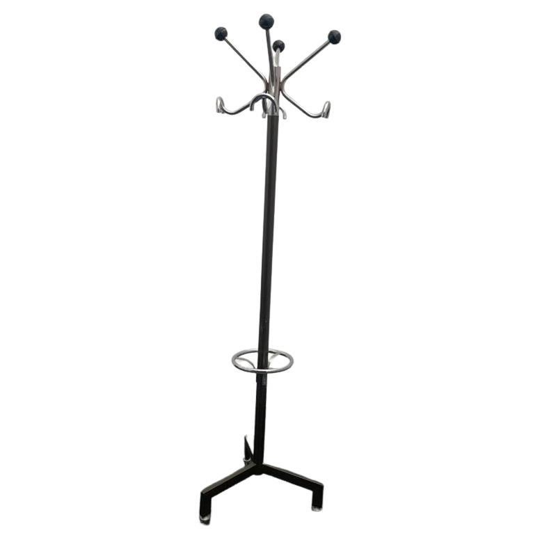 Coat Rack in Steel and Anthracite Lacquer, 1970s For Sale