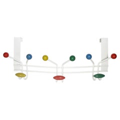Coat rack in white metal and wood, France, 1970