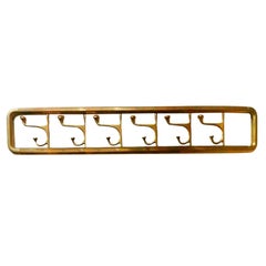 Coat Rack Large  Art Deco Brass or Bronze with Six Folding Hooks, Austria, 1930s
