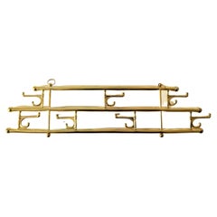 Coat Rack Metal Chrome Gold with 7 Folding Hooks, France, 70s