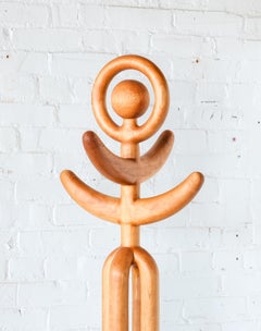 Garderobenständer Nr. 01, handgeschnitzter Garderobenständer aus Kirschholz von Henry Merker, USA, 2025