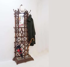 Coat Rack or Hall Tree, 19th Century Regency Patinated Cast Iron Faux Bamboo