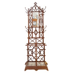 Coat Rack or Hall Tree, 19th Century Regency Patinated Cast Iron Faux Bamboo