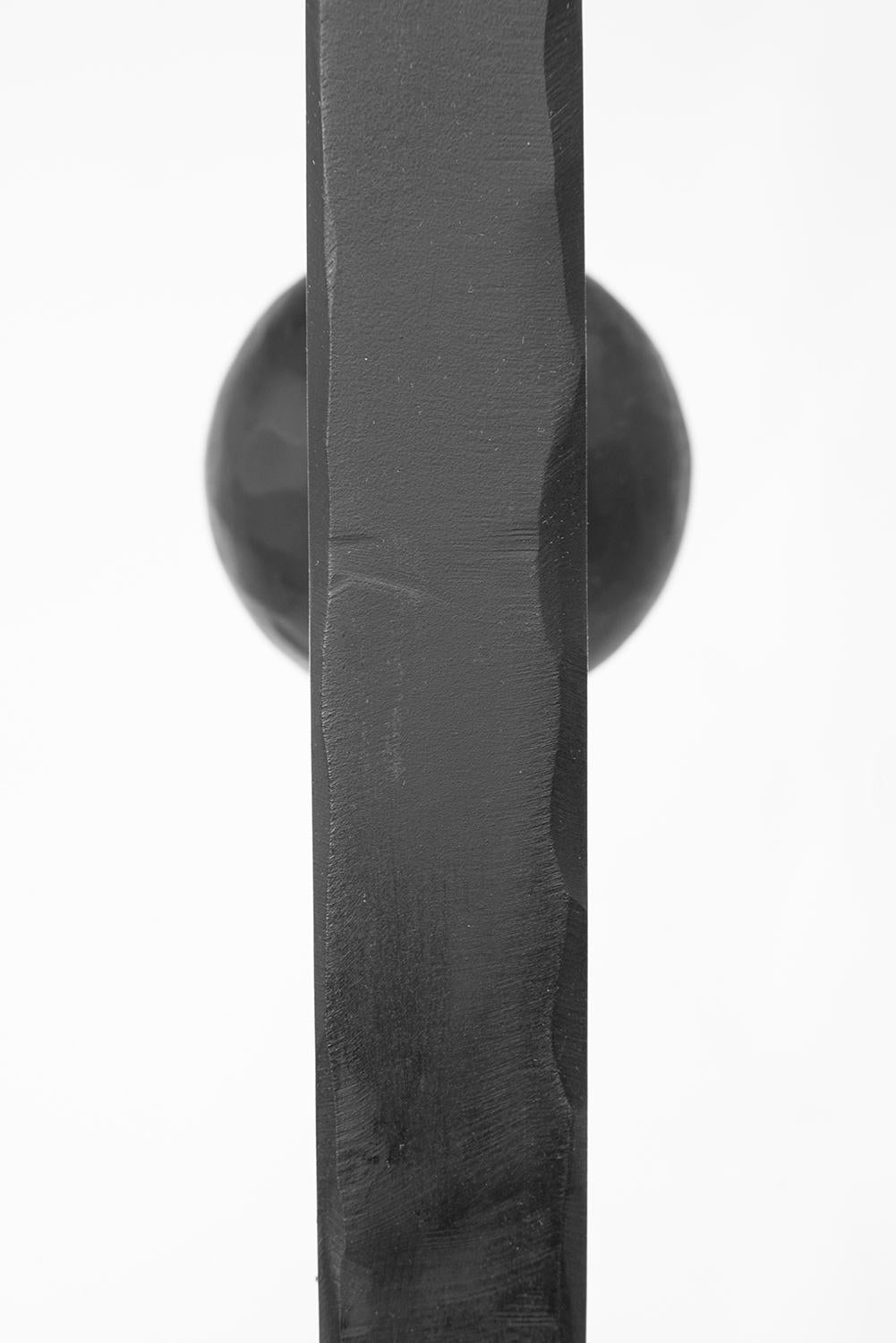 Coat Rack Sculptural Modern Spherical Geometric Handmade Carved Blackened Steel For Sale 2