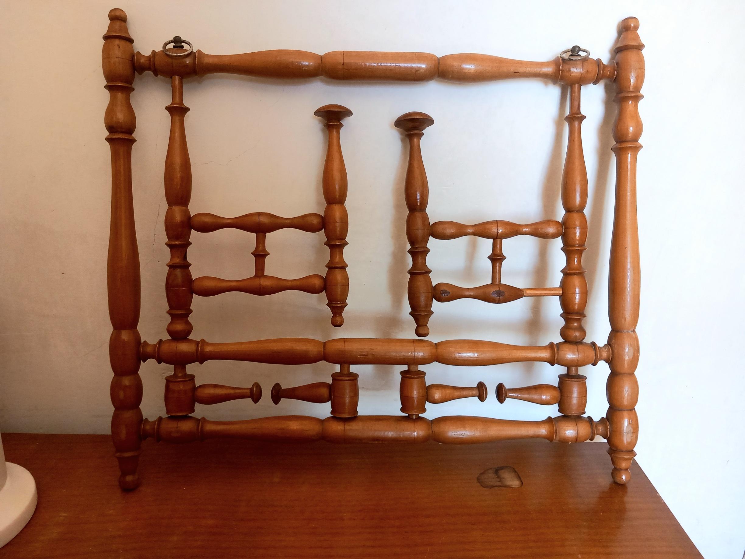 Wood Coat Rack Wall Coat and Hat Racks and Stands Foldable 6 Hangers 19th Century For Sale