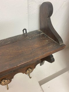 Coat Rack with Stylish Blue Glazed 18th Century Tiles and Bronze Hooks