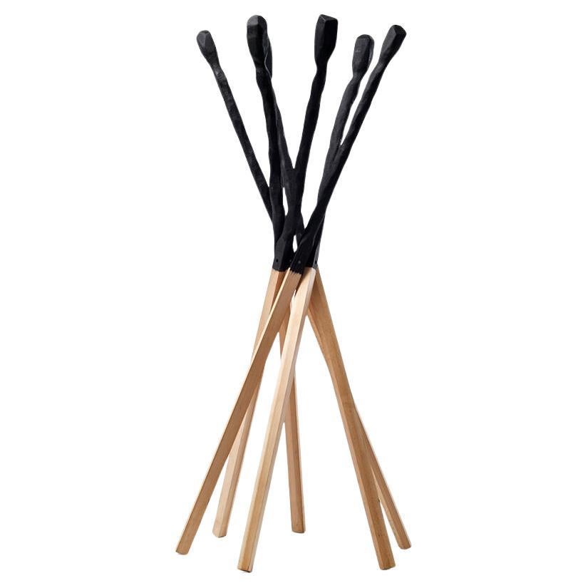 Coat Stand / Coat hanger Mogg – MATCH – Black-Stained Solid Beech For Sale