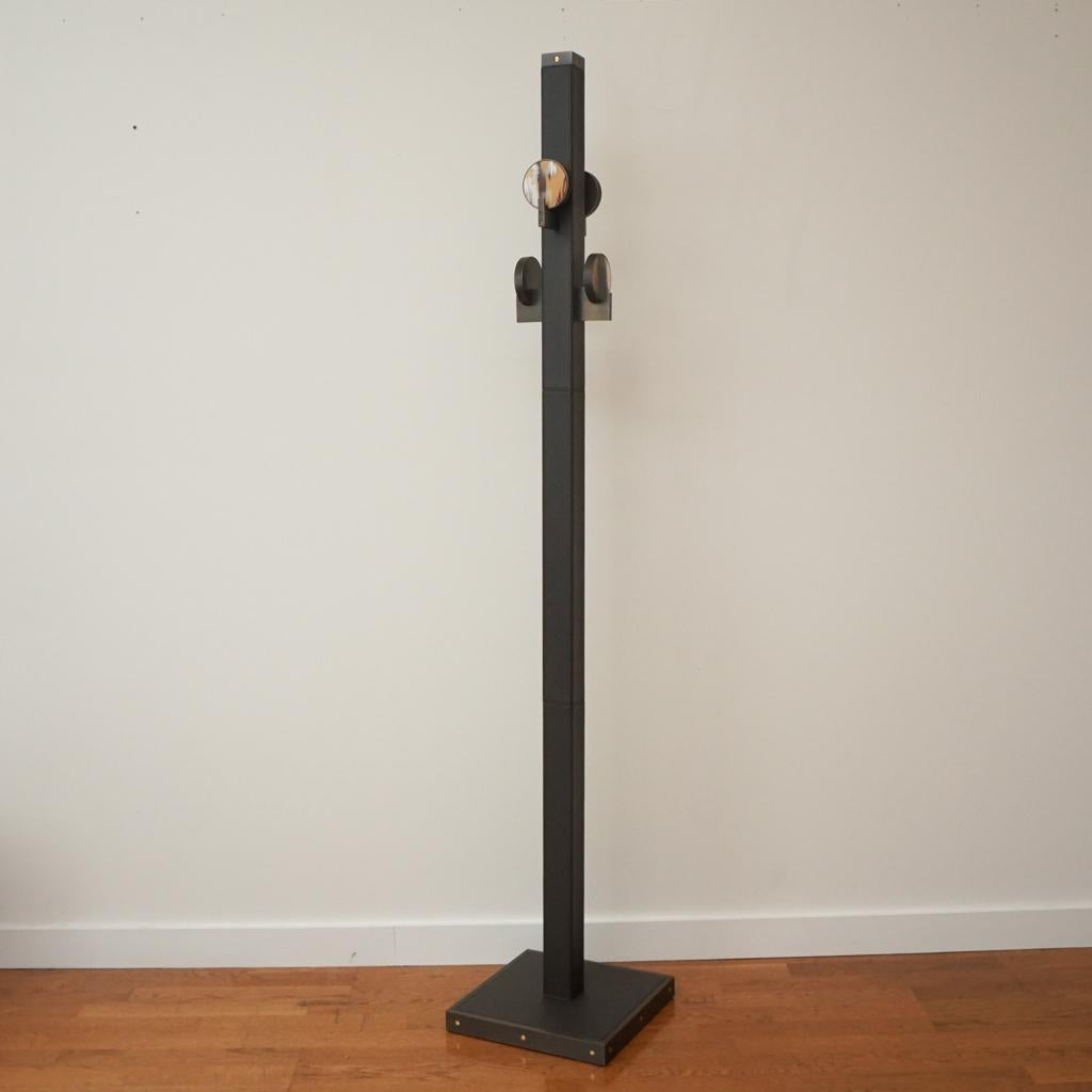 Italian Coat Stand in Leather and Horn