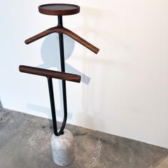Coat Stand, Sculptural Entryway Design, Canaletto Walnut Wood and Marble, Italy