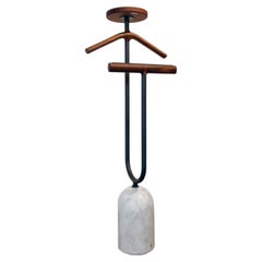 Coat Stand, Sculptural Entryway Design, Canaletto Walnut Wood and Marble, Italy