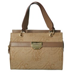 Coated and branded canevas and leather top handle bag Nina Ricci