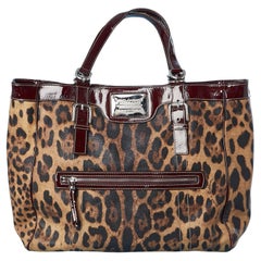 Coated leopard printed canevas and burgundypatent leather details Dolce Gabbana