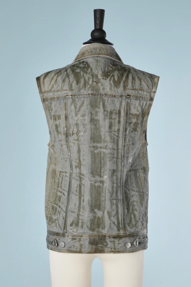 Gray Coated sleeveless denim jacket Dior ( by Hedi Slimane) For Sale