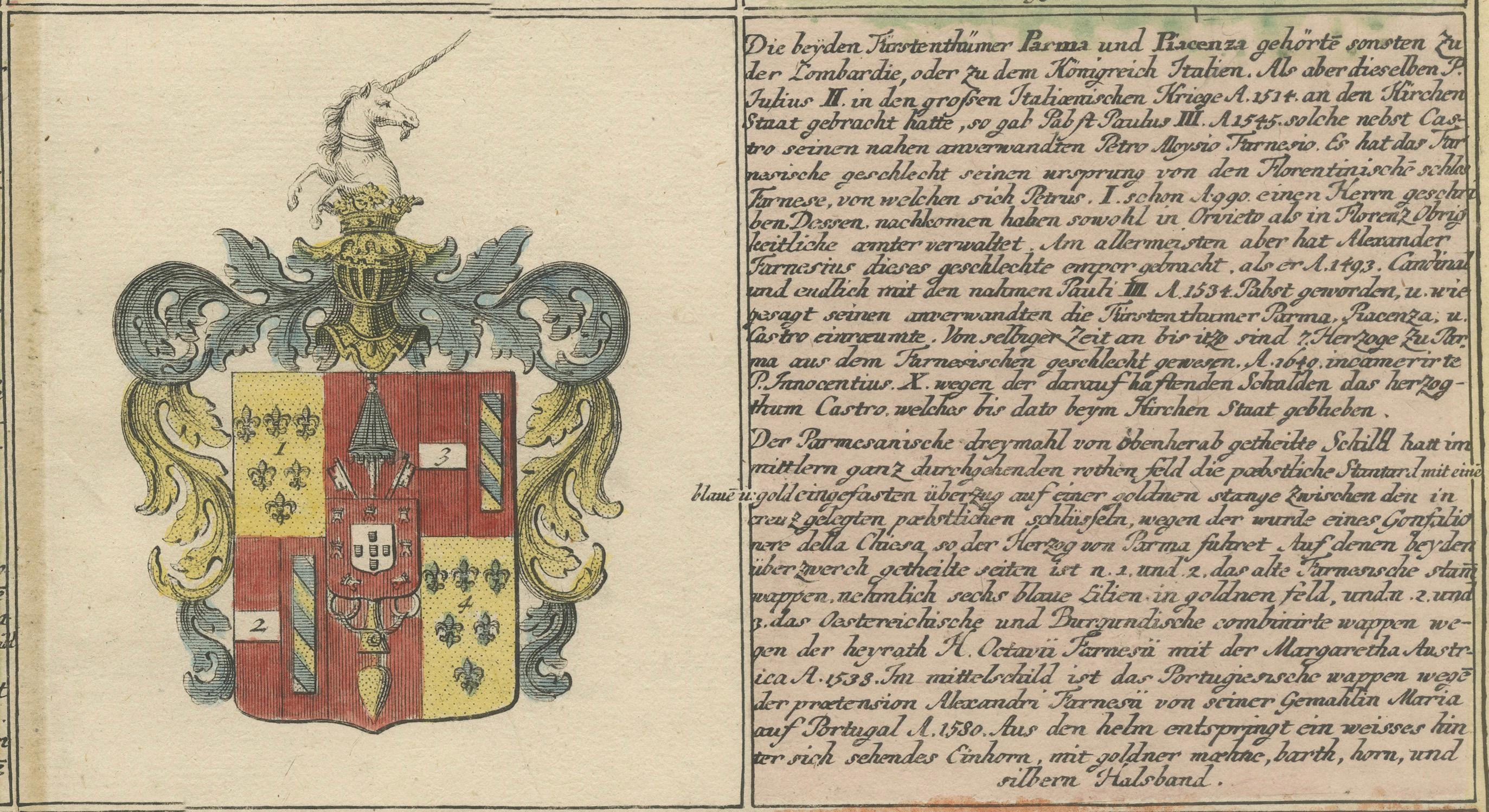Engraved Coats of Arms of the Prominent Italian Royal and Ducal Houses, 1718 For Sale