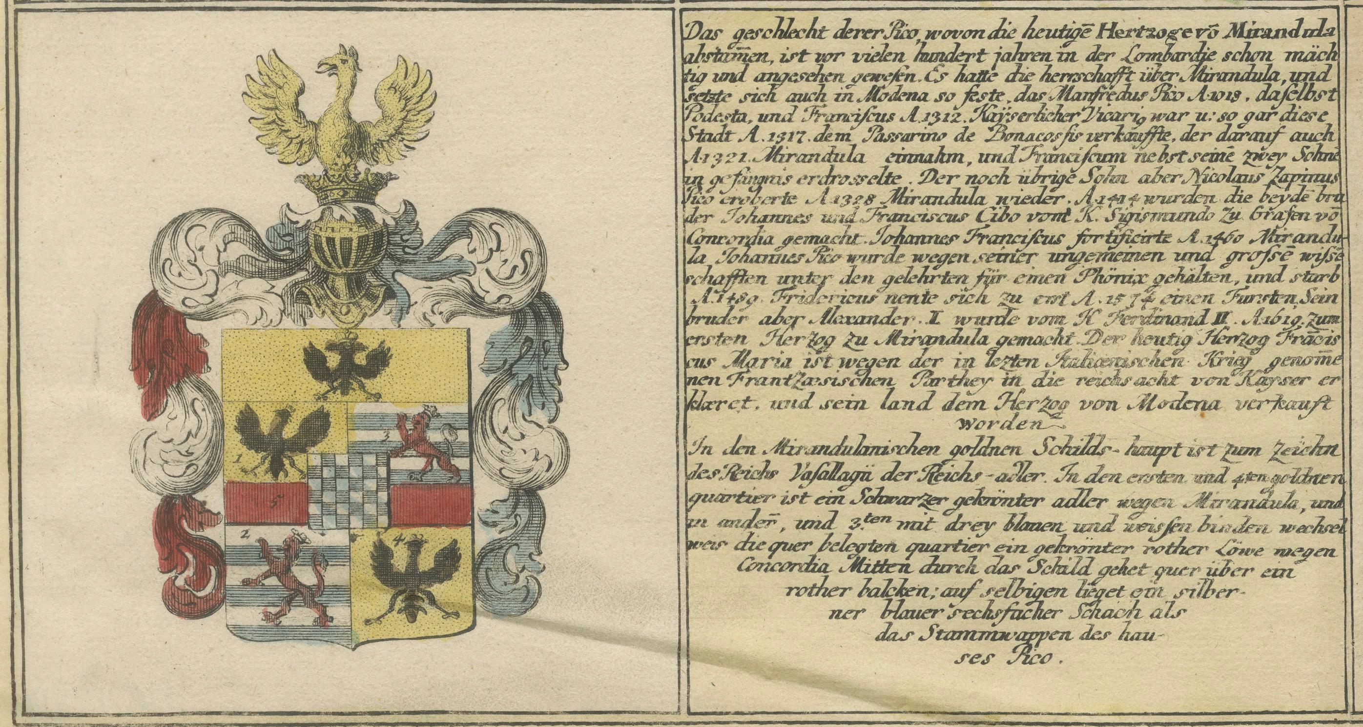 Early 18th Century Coats of Arms of the Prominent Italian Royal and Ducal Houses, 1718 For Sale