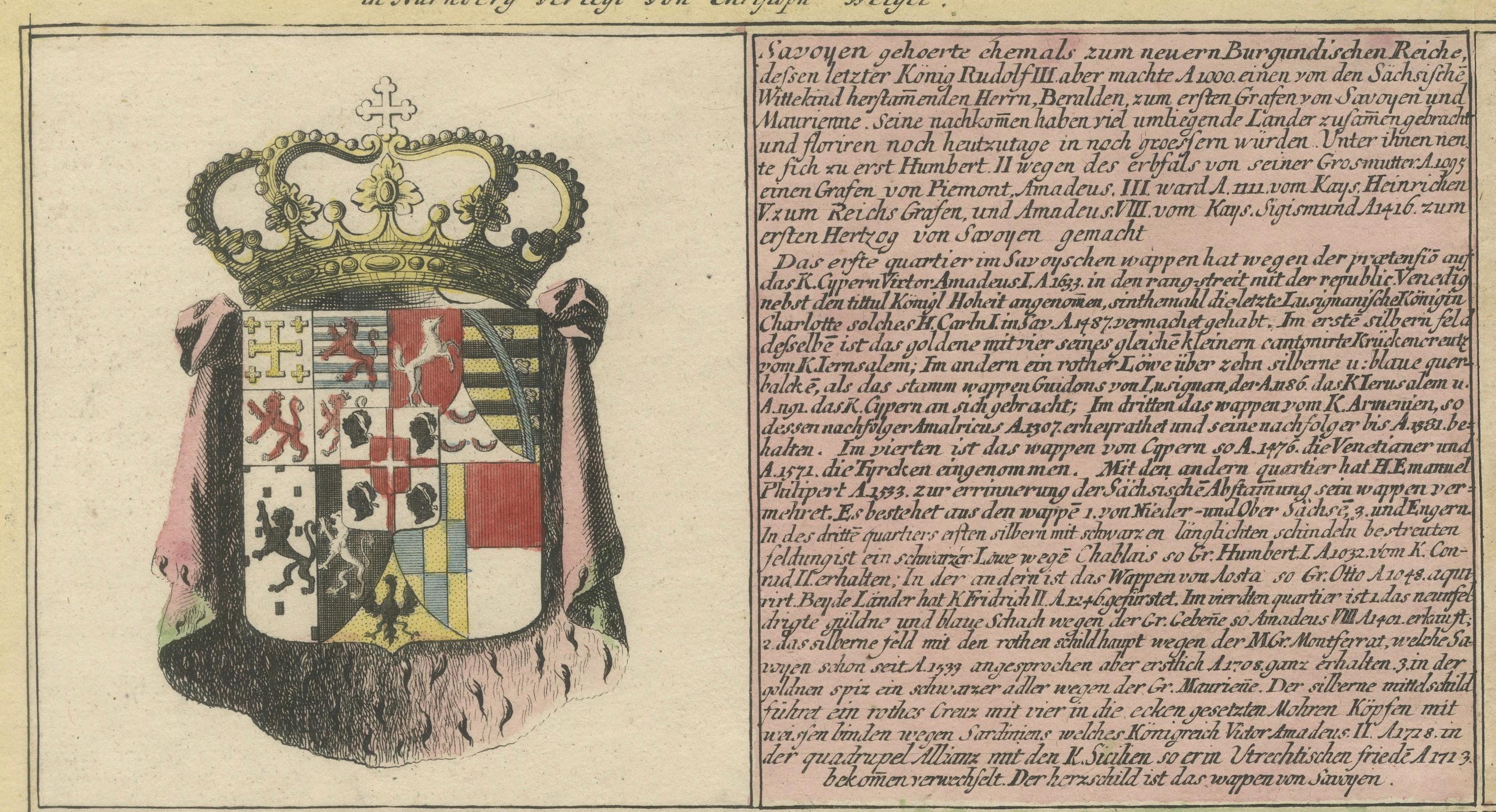 Coats of Arms of the Prominent Italian Royal and Ducal Houses, 1718 For Sale 1
