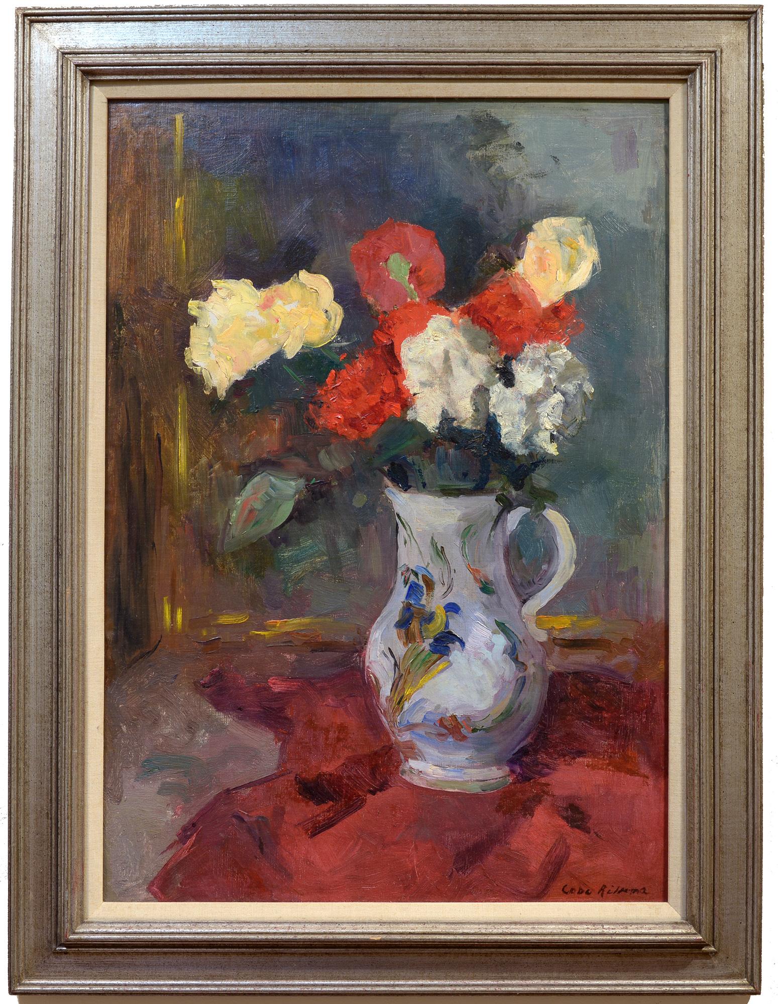 Vaas met Bloemen, Nature morte aux fleurs, Néerlandais, Impressionniste - Painting de Coba Ritsema