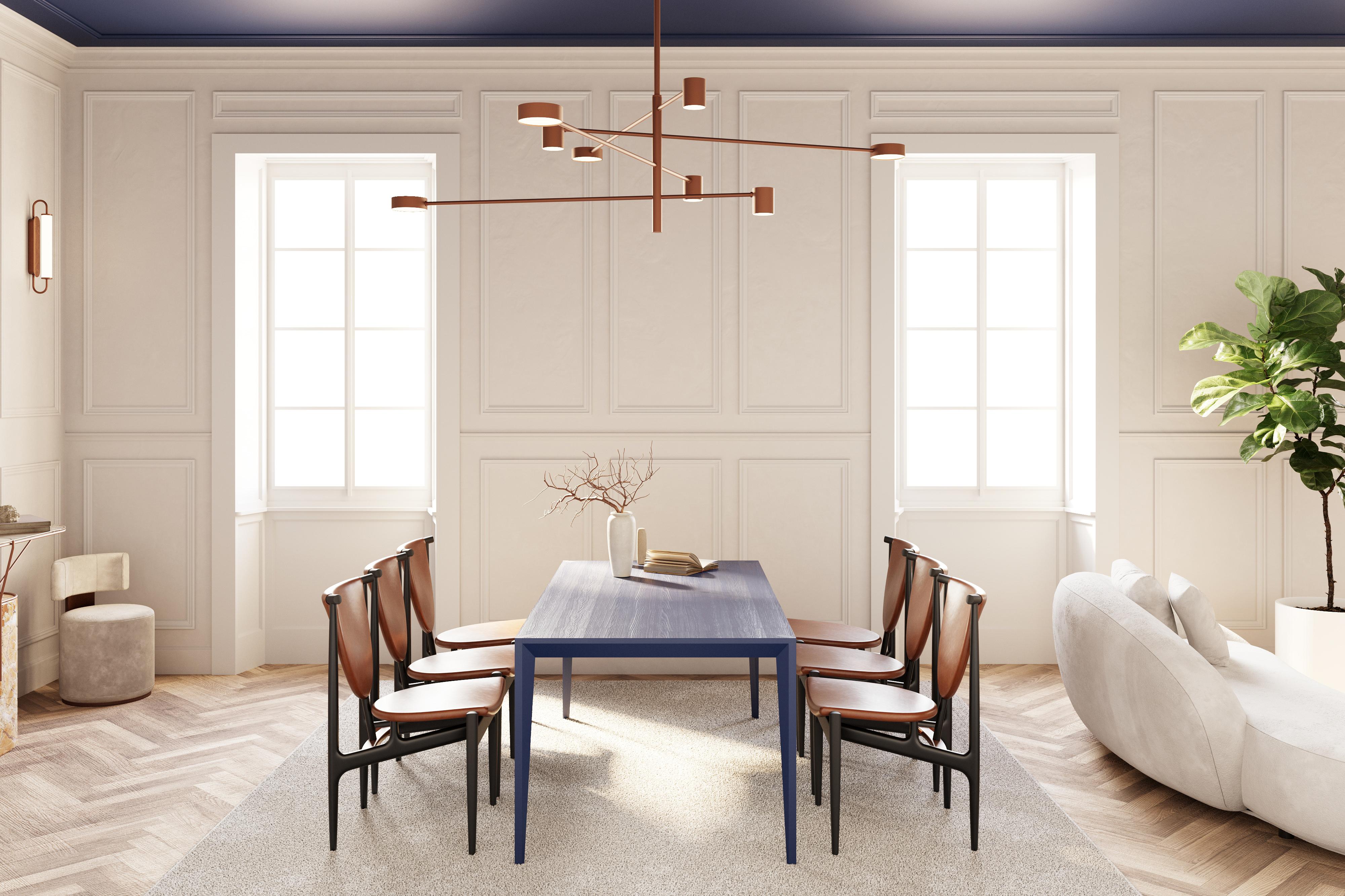 Modern Cobalt All-Blue MiMi Wood Dining Table by Miduny, Made in Italy For Sale