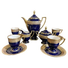 Cobalt and gold Bavaria Waldershof porcelain tea service, Germany