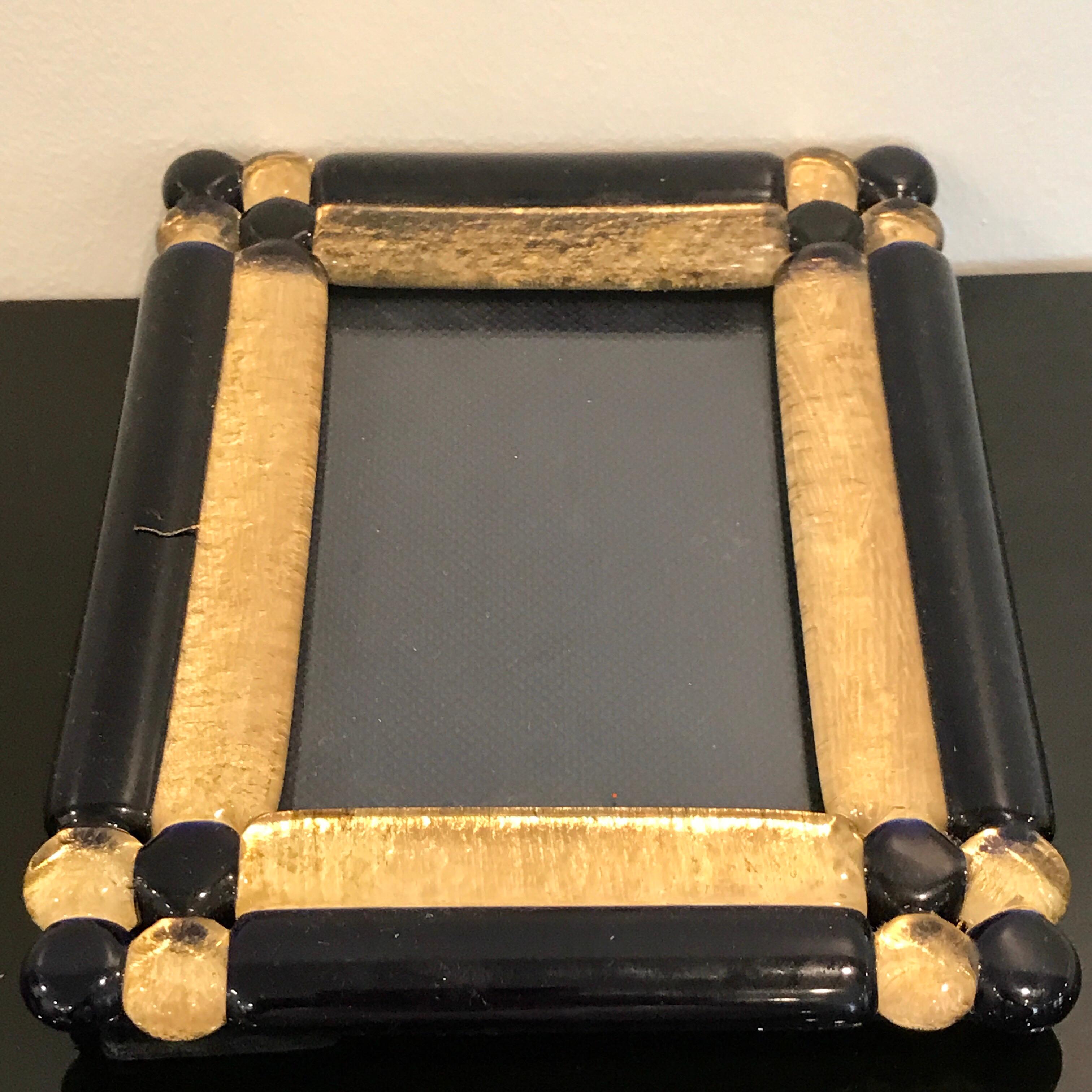 Cobalt and Gold Infused Murano Glass Picture Frame 1