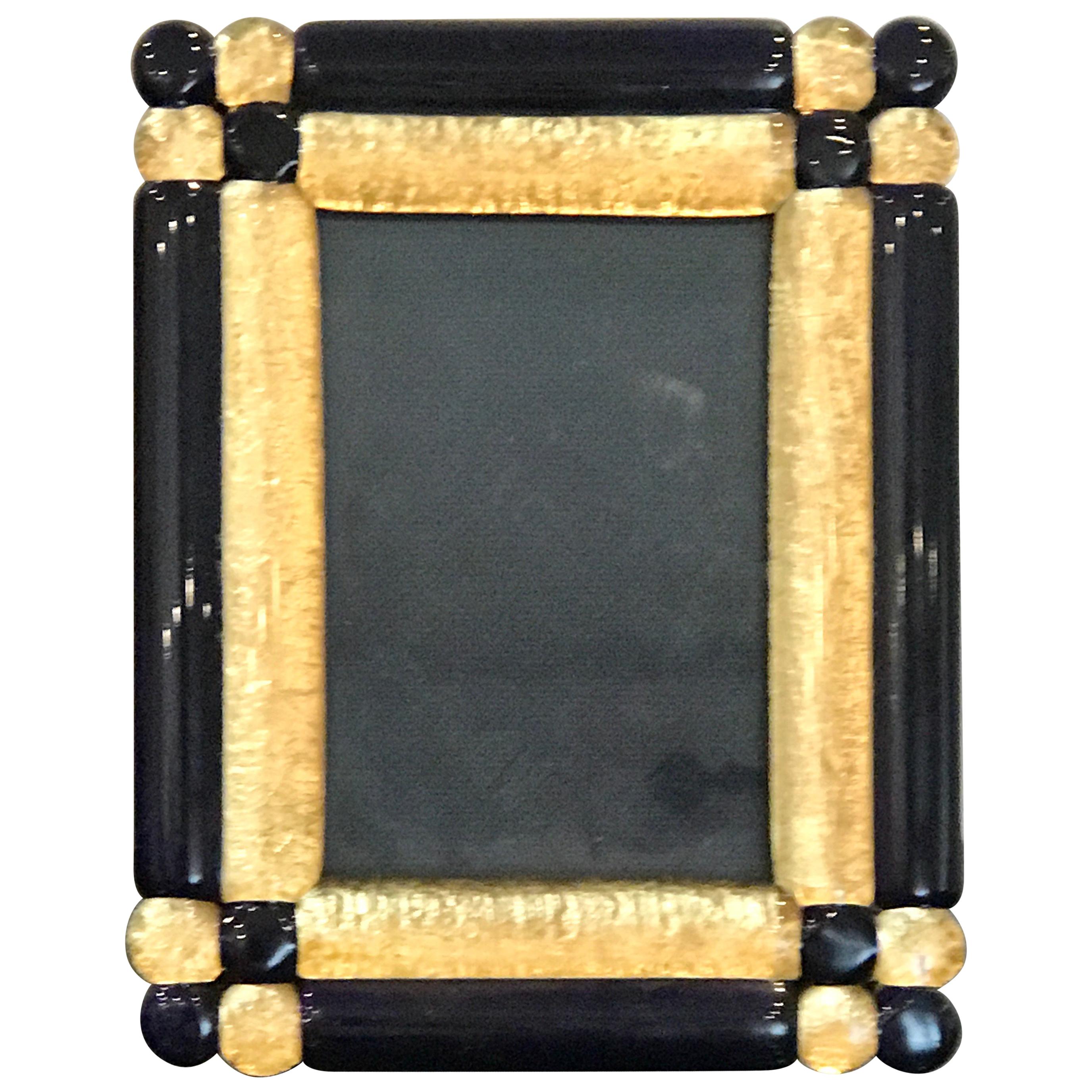 Cobalt and Gold Infused Murano Glass Picture Frame