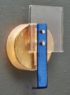 Cobalt and Gold Murano Glass Sconces