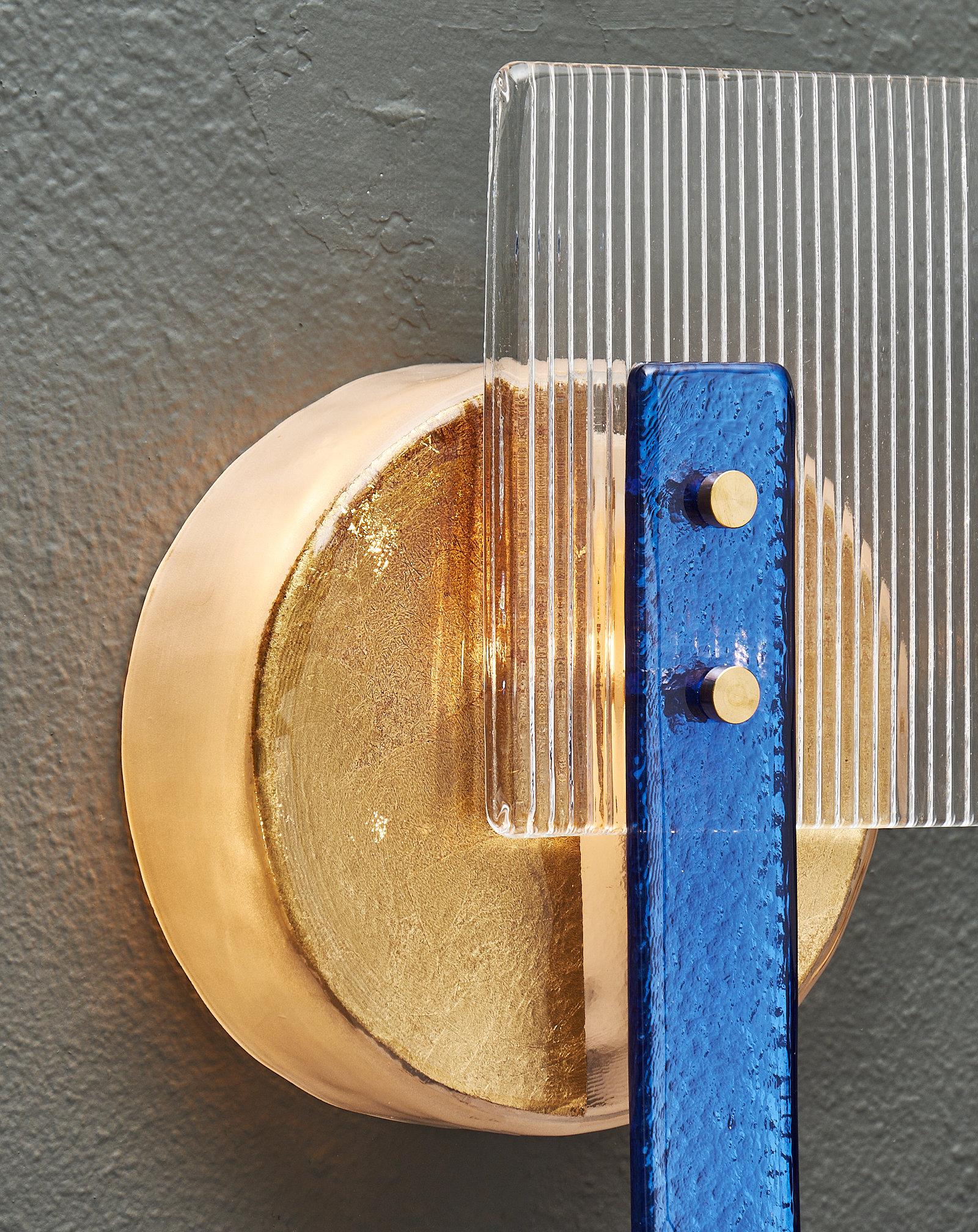 Wandleuchter aus kobaltfarbenem und goldenem Muranoglas (21. Jahrhundert und zeitgenössisch) im Angebot