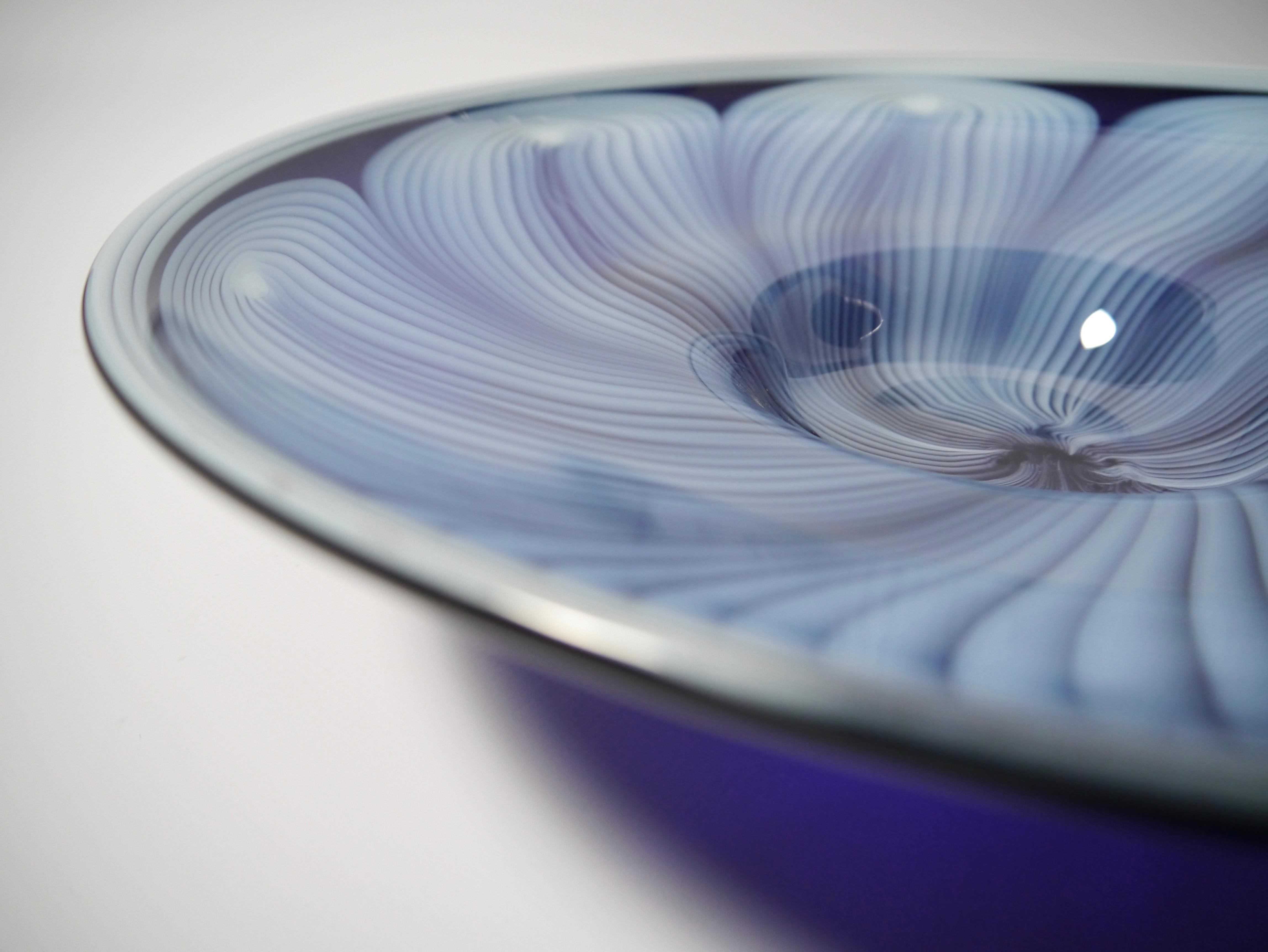 20th Century Cobalt / Baby Blue Scandinavian Modern Glass Bowl, Sweden, 1950s For Sale