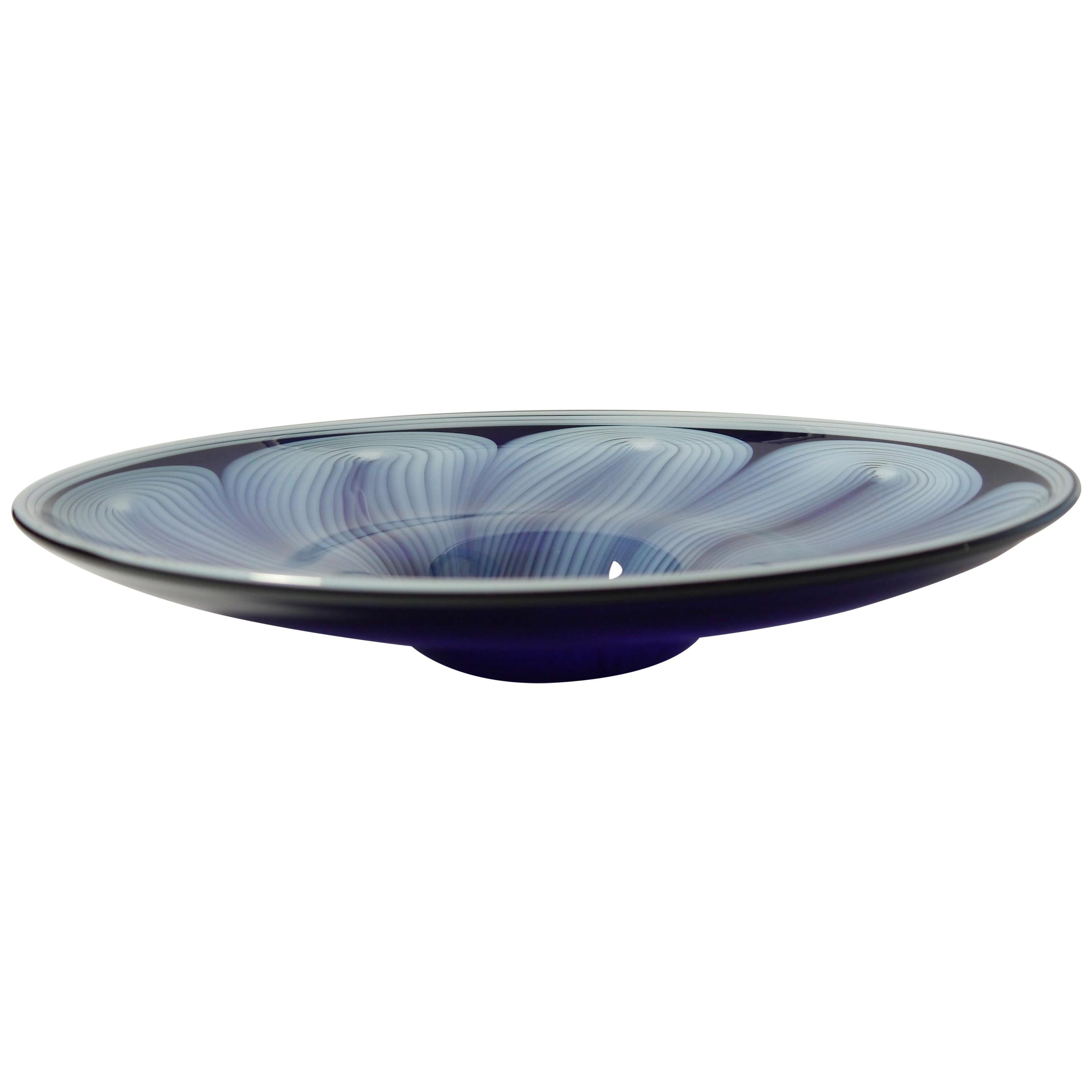 Cobalt / Baby Blue Scandinavian Modern Glass Bowl, Sweden, 1950s For Sale