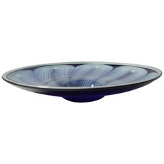 Retro Cobalt / Baby Blue Scandinavian Modern Glass Bowl, Sweden, 1950s