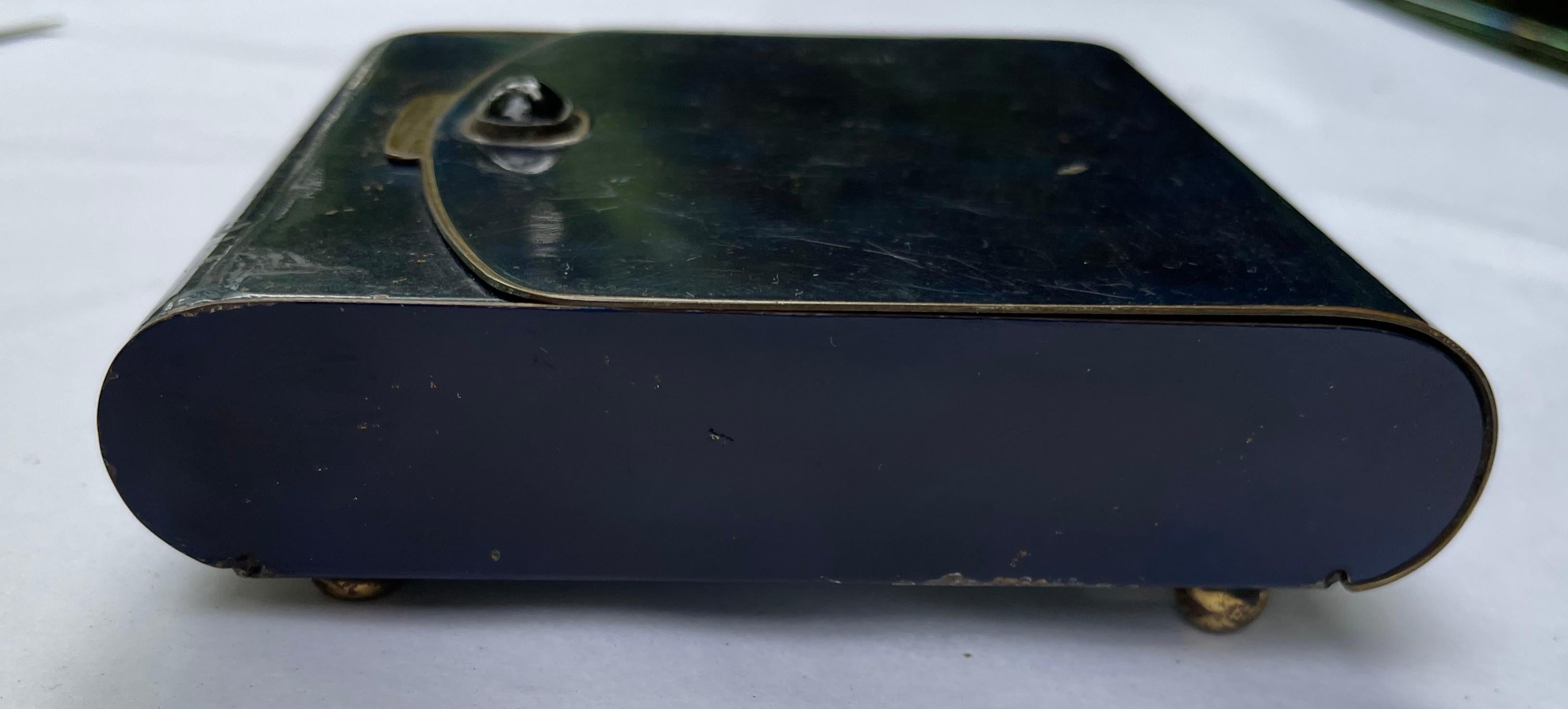 Cobalt Blue and Gold Forties Cigarette Case Card Holder For Sale 2